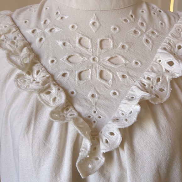 Madewell Embroidered Flannel Mockneck Top Size Small - Picture 5 of 14